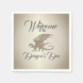 Phantastischer Mosaikdrache Golden Willkommen Serviette (Vorderseite)