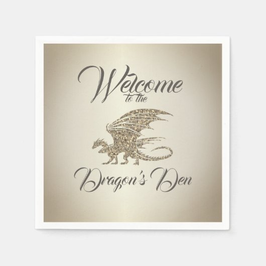 Phantastischer Mosaikdrache Golden Willkommen Serviette (Vorderseite)