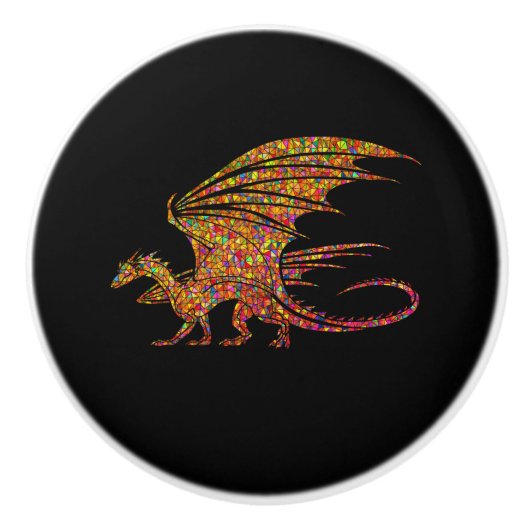 Phantastischer Mosaikdrache Keramikknauf (Vorderseite)