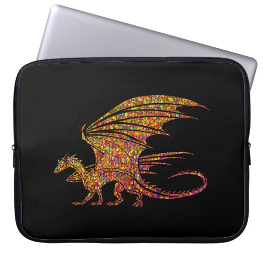 Phantastischer Mosaikdrache Laptopschutzhülle (Vorderseite)
