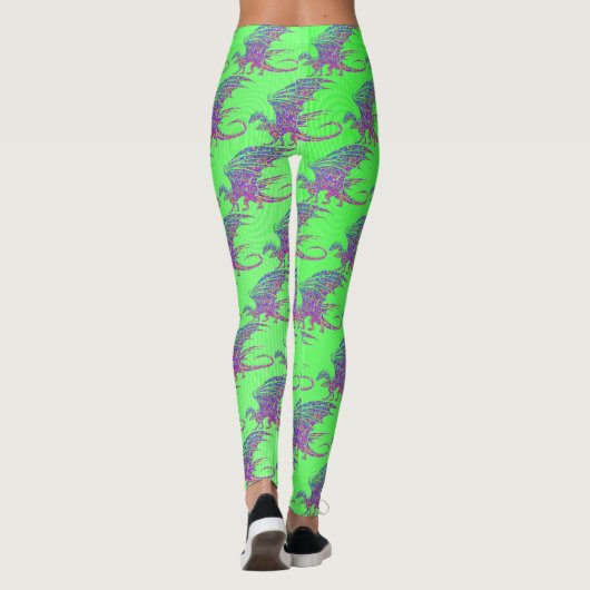 Phantastischer Mosaikdrache Leggings (Rückseite)