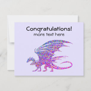 Phantastischer Mosaikdrache Lila 2 Zeilen Text Feiertagskarte