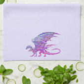Phantastischer Mosaikdrache Lila Akzent Geschirrtuch (Gefaltet)