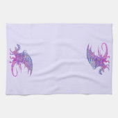 Phantastischer Mosaikdrache Lila Akzent Geschirrtuch (Horizontal)