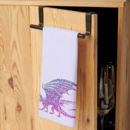 Phantastischer Mosaikdrache Lila Akzent Geschirrtuch