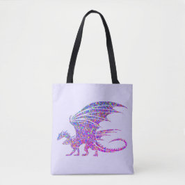 Phantastischer Mosaikdrache Lila Akzent Tasche