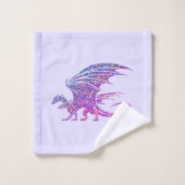 Phantastischer Mosaikdrache Lila Badhandtuch Set (Waschlappen)