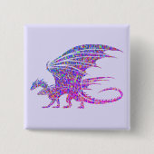 Phantastischer Mosaikdrache Lila Button (Vorderseite)