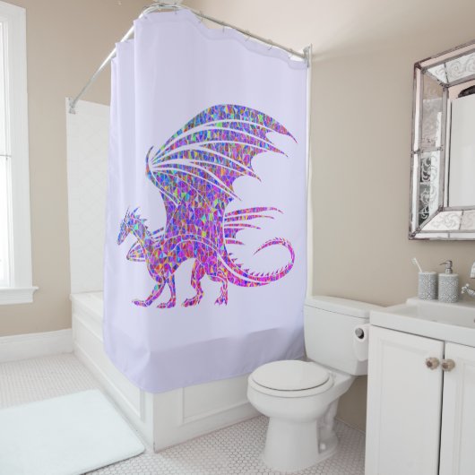 Phantastischer Mosaikdrache Lila Duschvorhang (Beispiel)