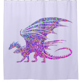 Phantastischer Mosaikdrache Lila Duschvorhang
