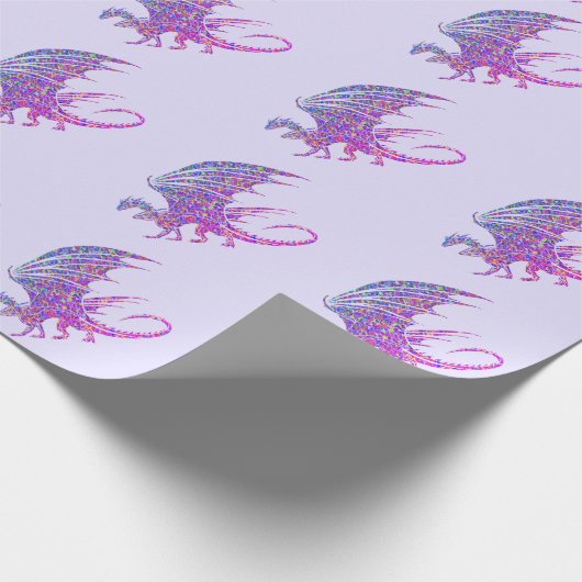 Phantastischer Mosaikdrache Lila Geschenkpapier (Ecke)