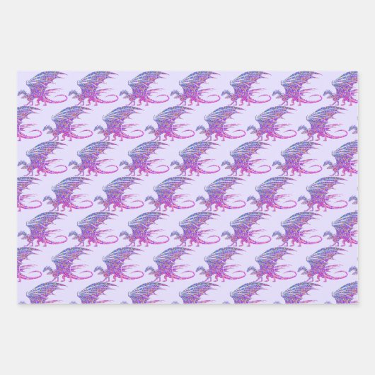 Phantastischer Mosaikdrache Lila Geschenkpapier Set (Vorderseite 2)