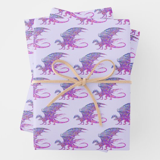 Phantastischer Mosaikdrache Lila Geschenkpapier Set (Beispiel)