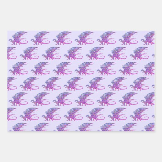 Phantastischer Mosaikdrache Lila Geschenkpapier Set (Vorderseite)