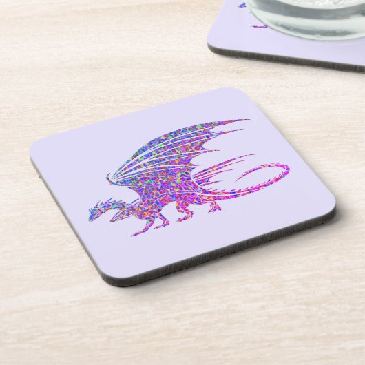 Phantastischer Mosaikdrache Lila Getränkeuntersetzer (Linke Seite)