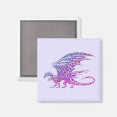 Phantastischer Mosaikdrache Lila Magnet (Vorderseite/Rückseite)