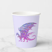 Phantastischer Mosaikdrache Lila Pappbecher (Rückseite)