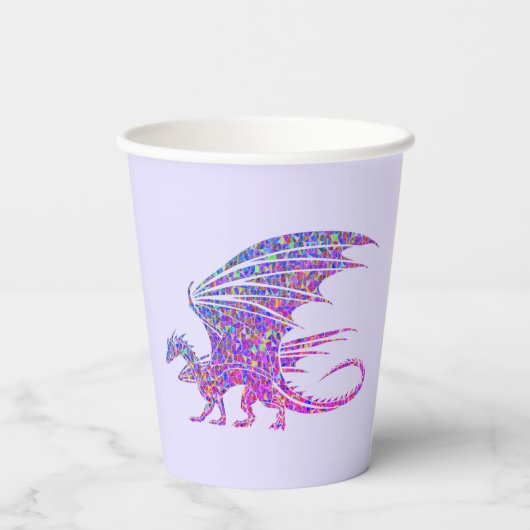 Phantastischer Mosaikdrache Lila Pappbecher (Rückseite)