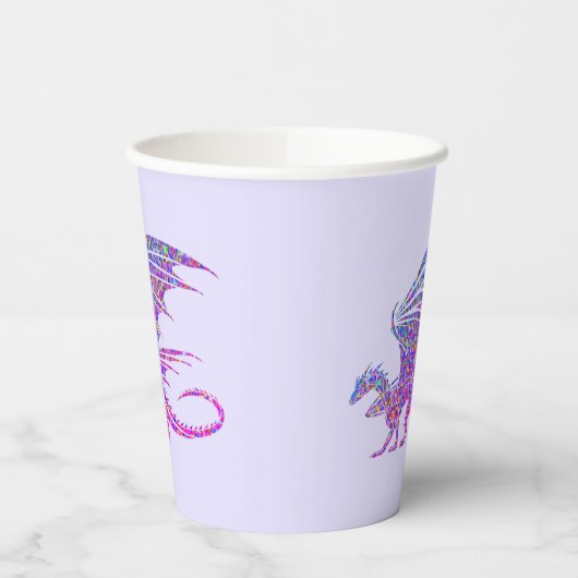 Phantastischer Mosaikdrache Lila Pappbecher (Links)