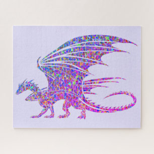 Phantastischer Mosaikdrache Lila Puzzle