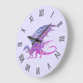 Phantastischer Mosaikdrache Lila römische Zahlen Große Wanduhr (Winkel)