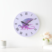 Phantastischer Mosaikdrache Lila römische Zahlen Große Wanduhr (Zuhause)