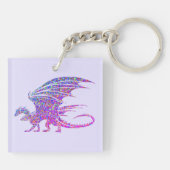 Phantastischer Mosaikdrache Lila Schlüsselanhänger (Rückseite)