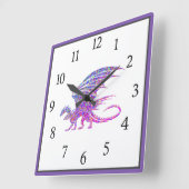 Phantastischer Mosaikdrache Lila schwarze Zahlen P Quadratische Wanduhr (Winkel)