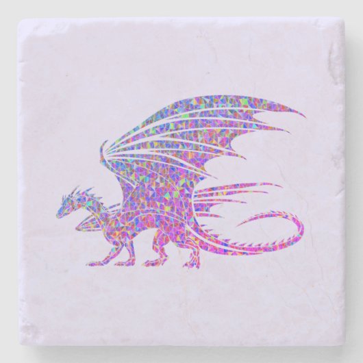 Phantastischer Mosaikdrache Lila Steinuntersetzer (Vorderseite)