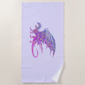 Phantastischer Mosaikdrache Lila Strandtuch (Vorderseite)