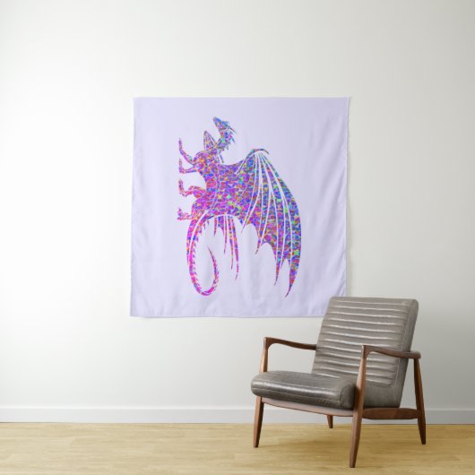 Phantastischer Mosaikdrache Lila Wandteppich (Beispiel (Horizontal))