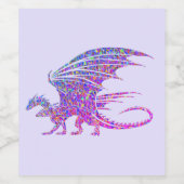 Phantastischer Mosaikdrache Lila Weinetikett (Einzelnes Label)