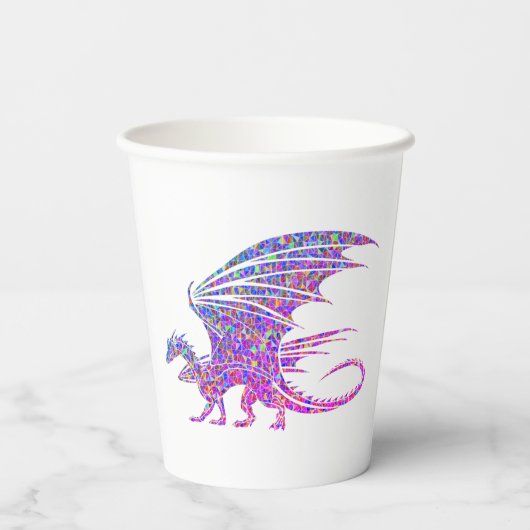 Phantastischer Mosaikdrache Pappbecher (Rückseite)