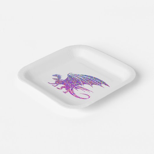 Phantastischer Mosaikdrache Pappteller (Gewinkelt)