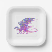 Phantastischer Mosaikdrache Pappteller (Vorderseite)