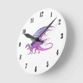 Phantastischer Mosaikdrache Runde Wanduhr (Winkel)