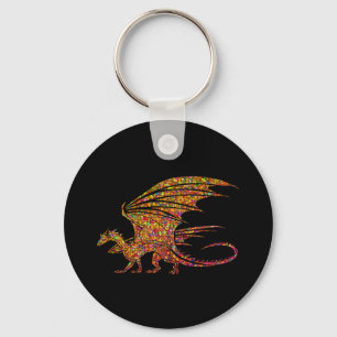 Phantastischer Mosaikdrache Schlüsselanhänger