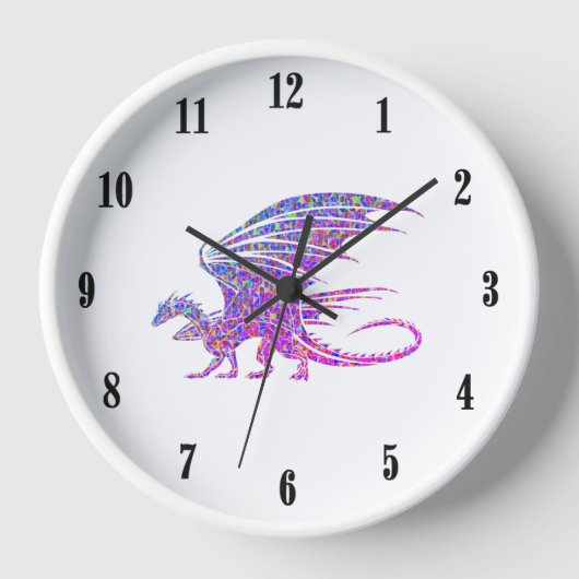 Phantastischer Mosaikdrache Uhr (Vorderseite)