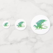 Phantastischer Mosaikgrüner Drache Konfetti (Rückseiten)