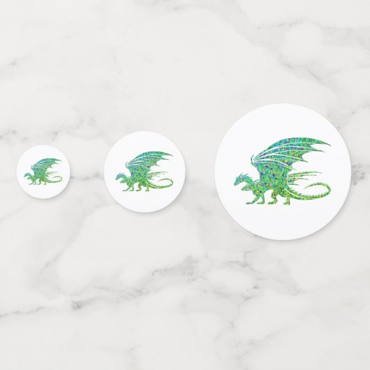 Phantastischer Mosaikgrüner Drache Konfetti (Rückseiten)