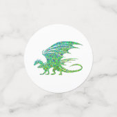 Phantastischer Mosaikgrüner Drache Konfetti (Klein Vorderseite)
