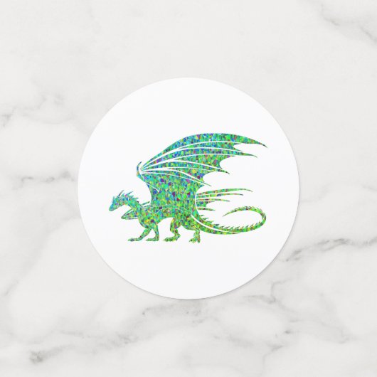 Phantastischer Mosaikgrüner Drache Konfetti (Klein Vorderseite)