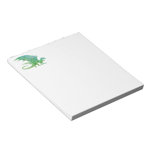 Phantastischer Mosaikgrüner Drache Notizblock (angewinkelt)