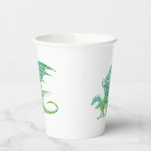 Phantastischer Mosaikgrüner Drache Pappbecher (Links)