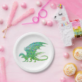 Phantastischer Mosaikgrüner Drache Pappteller (Party)