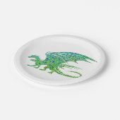 Phantastischer Mosaikgrüner Drache Pappteller (Schrägansicht)