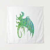 Phantastischer Mosaikgrüner Drache Wandteppich (Vorderseite (Horizontal))