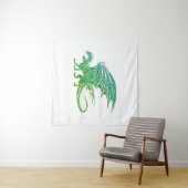 Phantastischer Mosaikgrüner Drache Wandteppich (Beispiel (Horizontal))