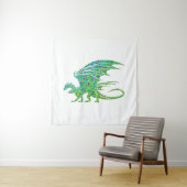 Phantastischer Mosaikgrüner Drache Wandteppich (Beispiel)