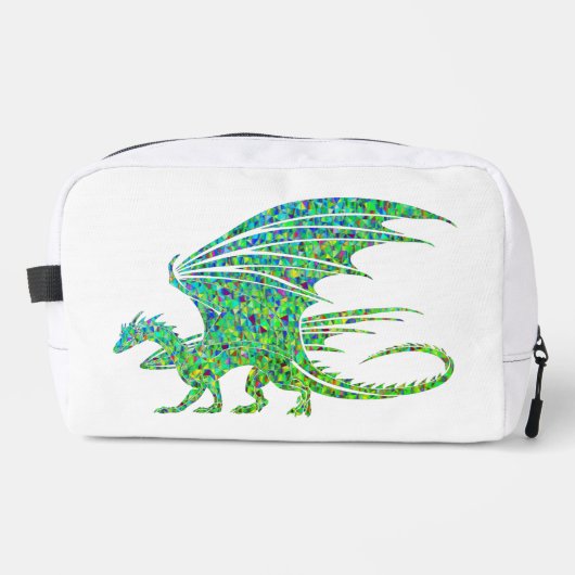 Phantastischer Mosaikgrüner Drache Waschbeutel (Vorderseite)